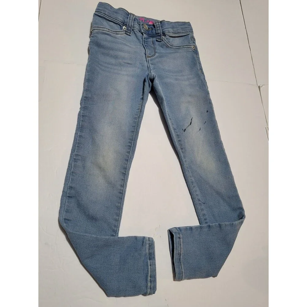 ​Childrens Place Girls Size 6/7 Skinny Jean Leggings Denim Adj Waist Medium Wash